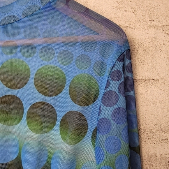 PrettyLittleThing Blue Mesh Cut-Out Bodysuit Size 12 | Y2K Sexy Statement - Picture 4 of 8